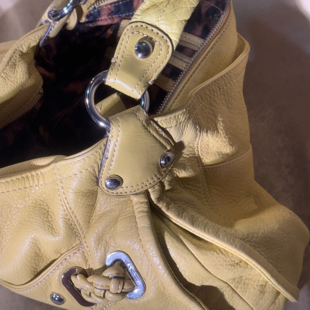 B. Makowsky Yellow Leather Hobo Shoulder Bag - Picture 8 of 13